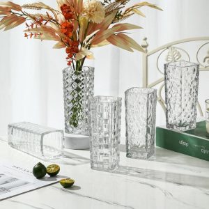 Square small clear glass vase