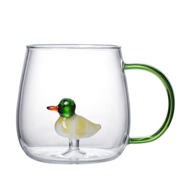 borosilicate glass cup with duck inside