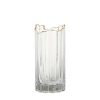 clear glass vase with golden edge