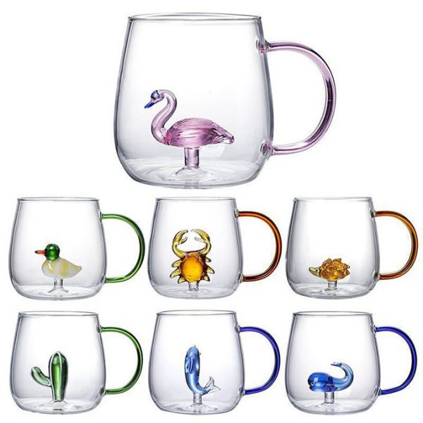 luxury glass cup with handle